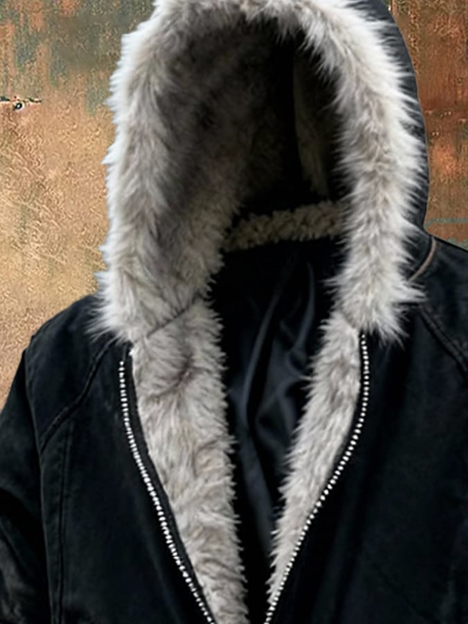 GÓRSKI KRAKÓW™ | ZAMSZOWA KURTKA Z KAPTUREM OBSZYTYM FUTREM