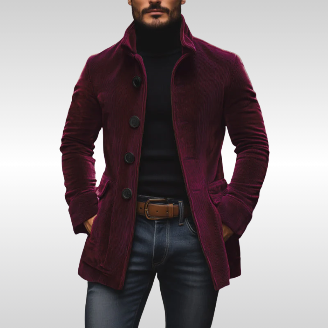 DUCHÊNE BORDEAUX™ | MANTEAU CÔTELÉ ÉLÉGANT