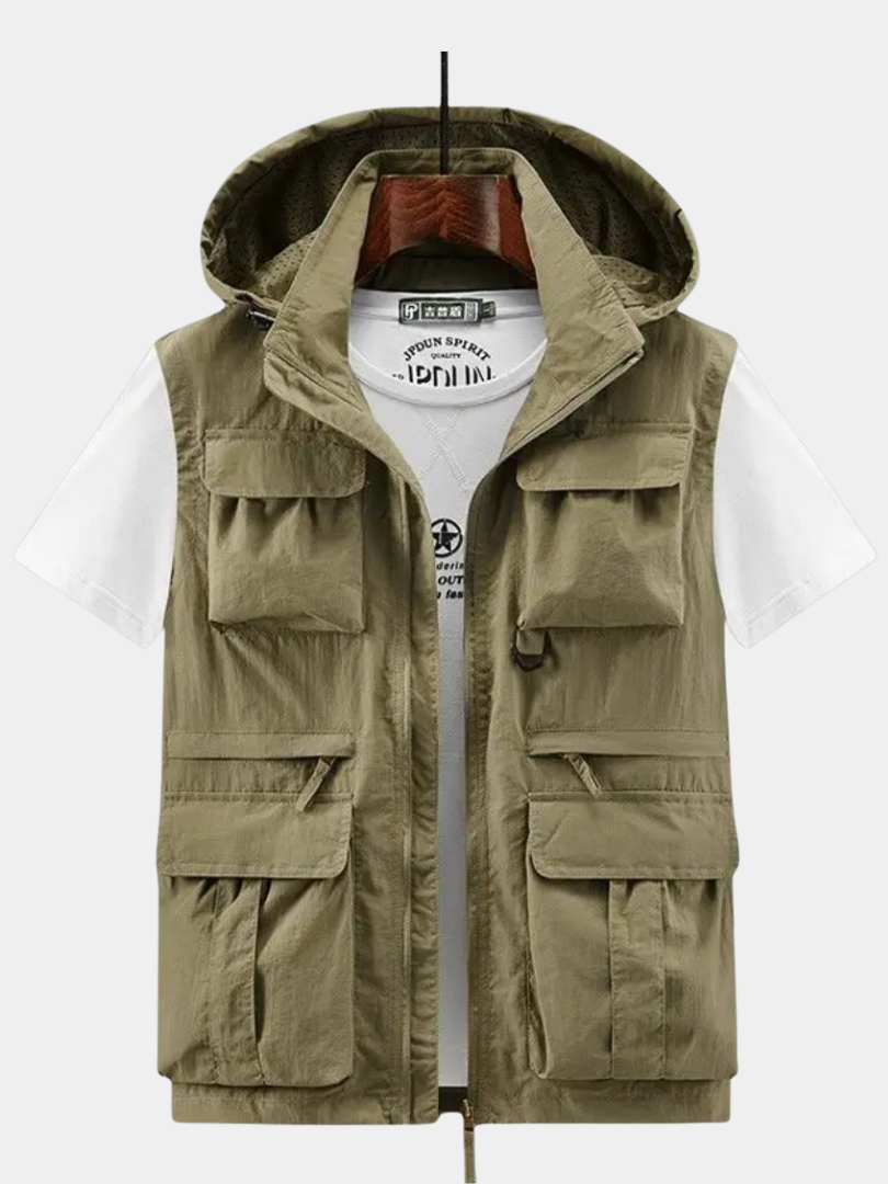 GÓRSKI KRAKÓW™ | ODDECHOWA KAMIZELKA CARGO Z KAPTUREM I WIELOMA KIESZENIAMI