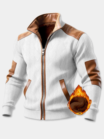 GÓRSKI KRAKÓW™ | TEKSTUROWANA KURTKA Z ZAMKIEM I WSTAWKAMI O SKÓRZANYM EFEKCIE