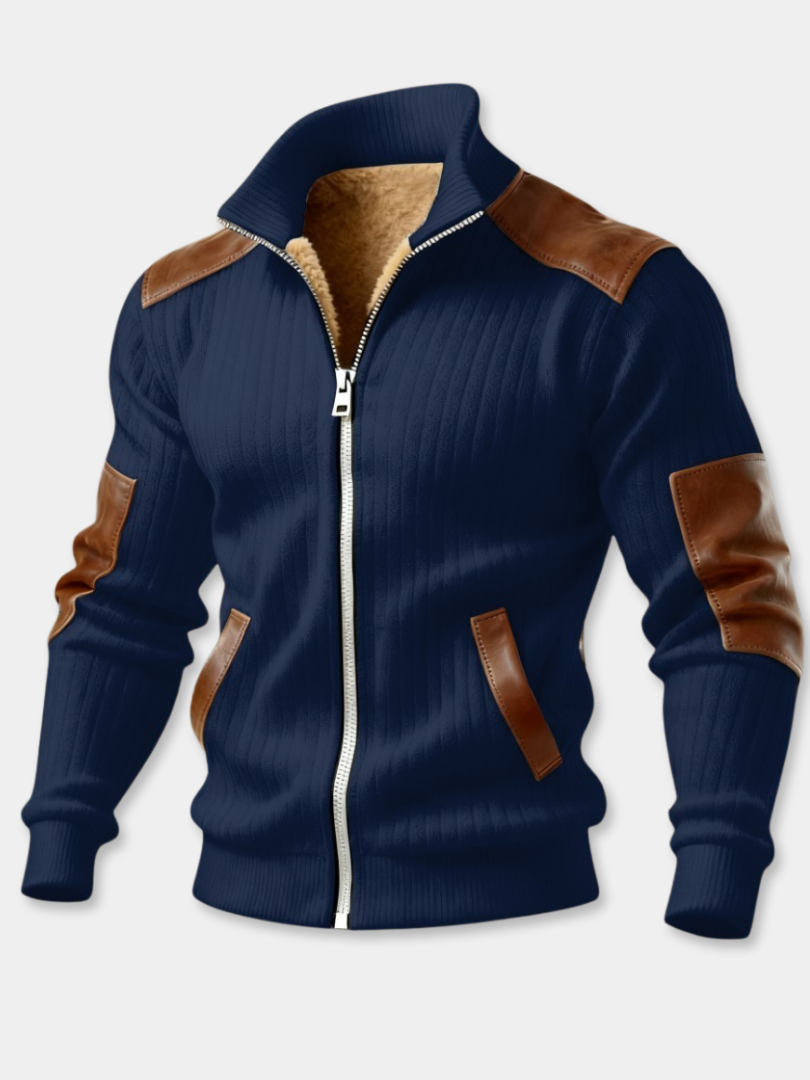 GÓRSKI KRAKÓW™ | TEKSTUROWANA KURTKA Z ZAMKIEM I WSTAWKAMI O SKÓRZANYM EFEKCIE