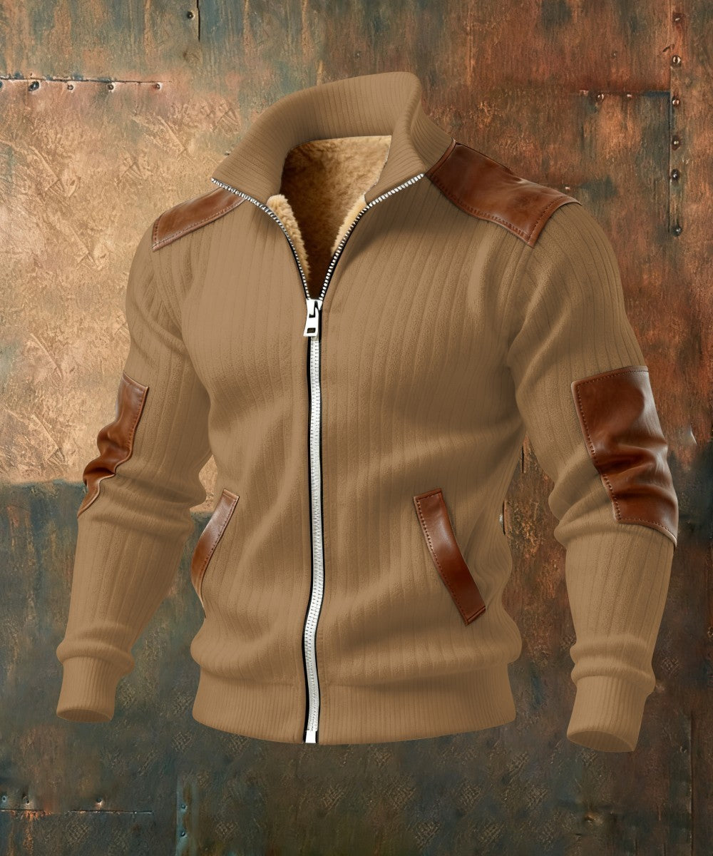 GÓRSKI KRAKÓW™ | TEKSTUROWANA KURTKA Z ZAMKIEM I WSTAWKAMI O SKÓRZANYM EFEKCIE