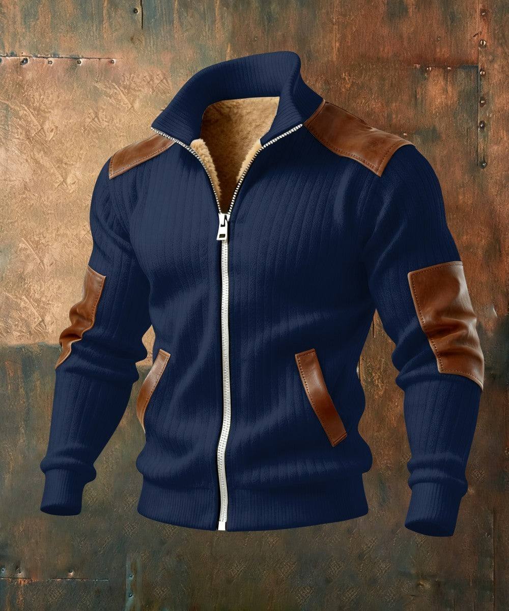 GÓRSKI KRAKÓW™ | TEKSTUROWANA KURTKA Z ZAMKIEM I WSTAWKAMI O SKÓRZANYM EFEKCIE