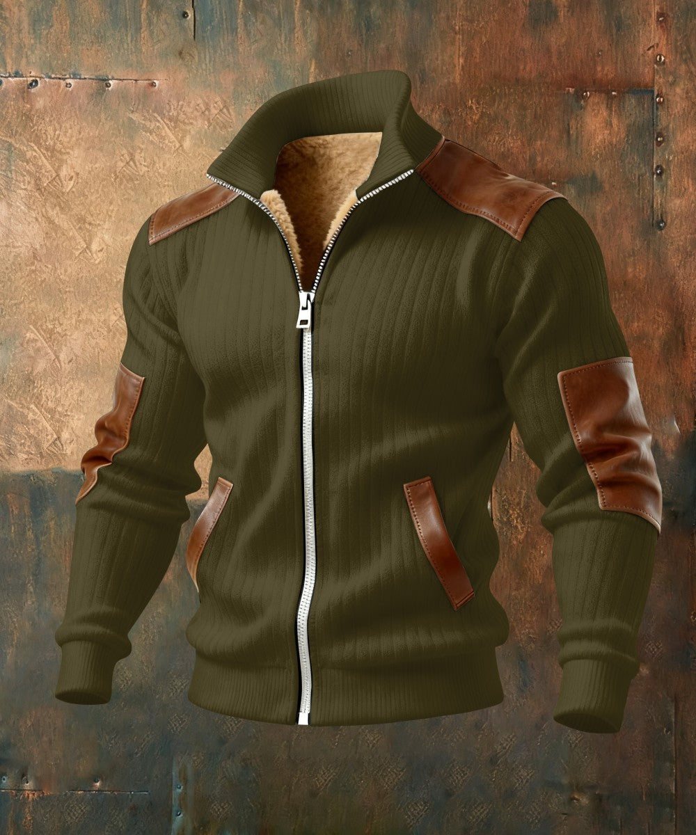 GÓRSKI KRAKÓW™ | TEKSTUROWANA KURTKA Z ZAMKIEM I WSTAWKAMI O SKÓRZANYM EFEKCIE