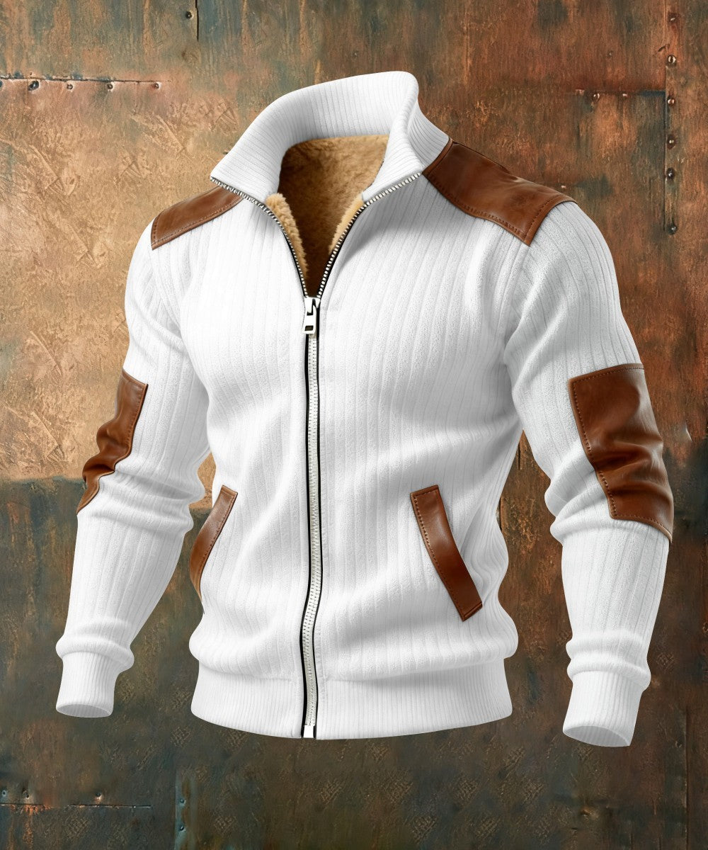 GÓRSKI KRAKÓW™ | TEKSTUROWANA KURTKA Z ZAMKIEM I WSTAWKAMI O SKÓRZANYM EFEKCIE