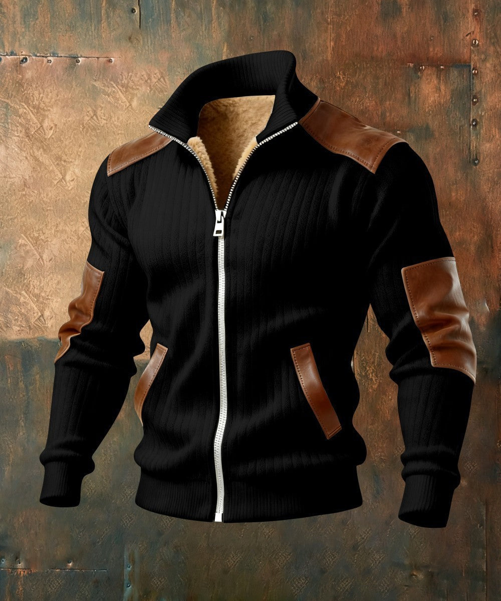 GÓRSKI KRAKÓW™ | TEKSTUROWANA KURTKA Z ZAMKIEM I WSTAWKAMI O SKÓRZANYM EFEKCIE