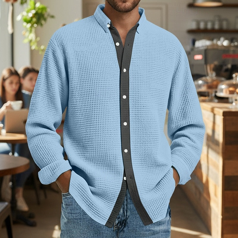 GÓRSKI KRAKÓW™ | KOSZULA Z FAKTURĄ GAUFRÉE I DŁUGIM RĘKAWEM