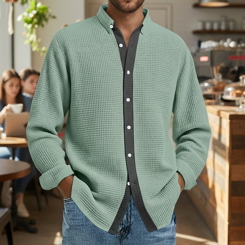 GÓRSKI KRAKÓW™ | KOSZULA Z FAKTURĄ GAUFRÉE I DŁUGIM RĘKAWEM