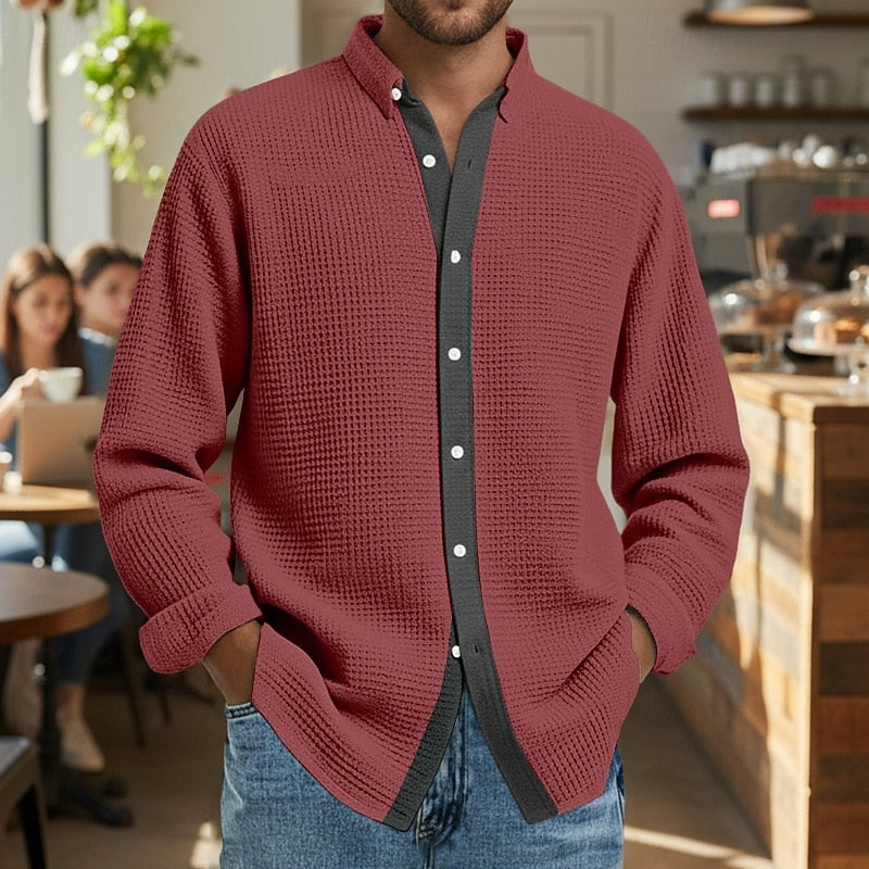 GÓRSKI KRAKÓW™ | KOSZULA Z FAKTURĄ GAUFRÉE I DŁUGIM RĘKAWEM